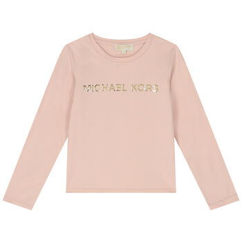 Girls Pink Logo Long Sleeve Top