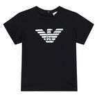 Younger Boys Black Logo T-Shirt, 1, hi-res
