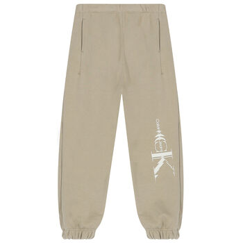 Boys Beige Logo Joggers