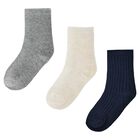 Boys Grey, Ivory & Navy Blue Knitted Socks (3 Pack) , 2, hi-res