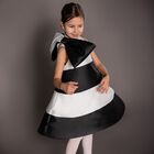Girls Black & White Bow Dress, 1, hi-res