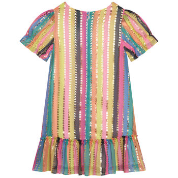 Girls Pink & Gold Logo Bag Dress