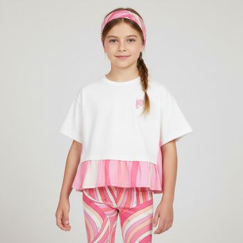 Girls White Pesci Logo T-Shirt