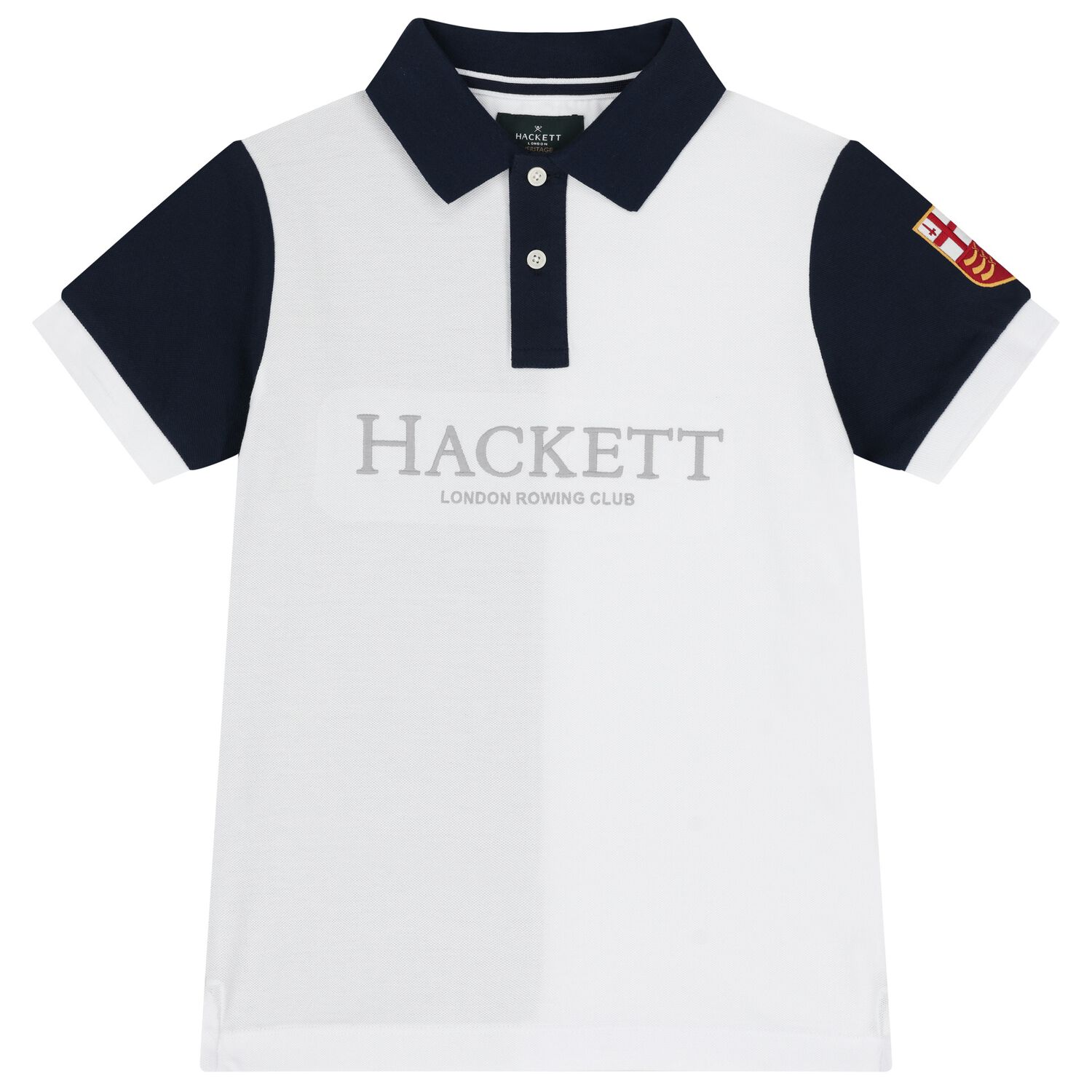 Boys White Logo Polo Shirt, 1, hi-res