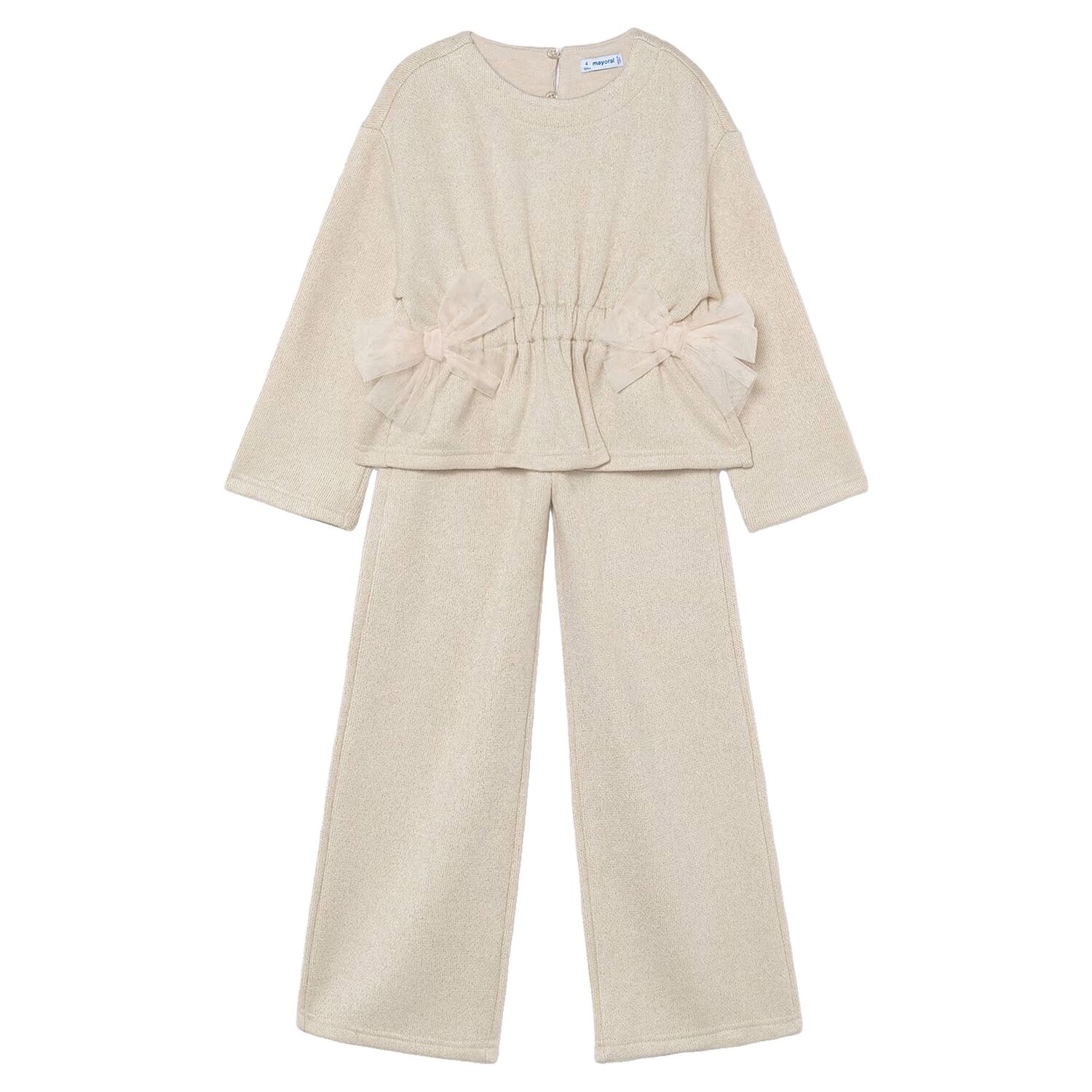 Girls Gold Bow Trouser Set, 1, hi-res