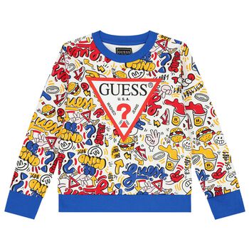 Guess Boys White Logo Sweatshirt, 2 Boys White Logo Sweatshirt