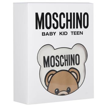 أفرول بشعار تيدي بير باللون الأبيض للأطفال