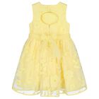 Girls Yellow Cut-Out flowers Dress, 1, hi-res