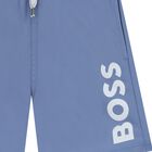 Boys Blue Logo Swim Shorts, 1, hi-res