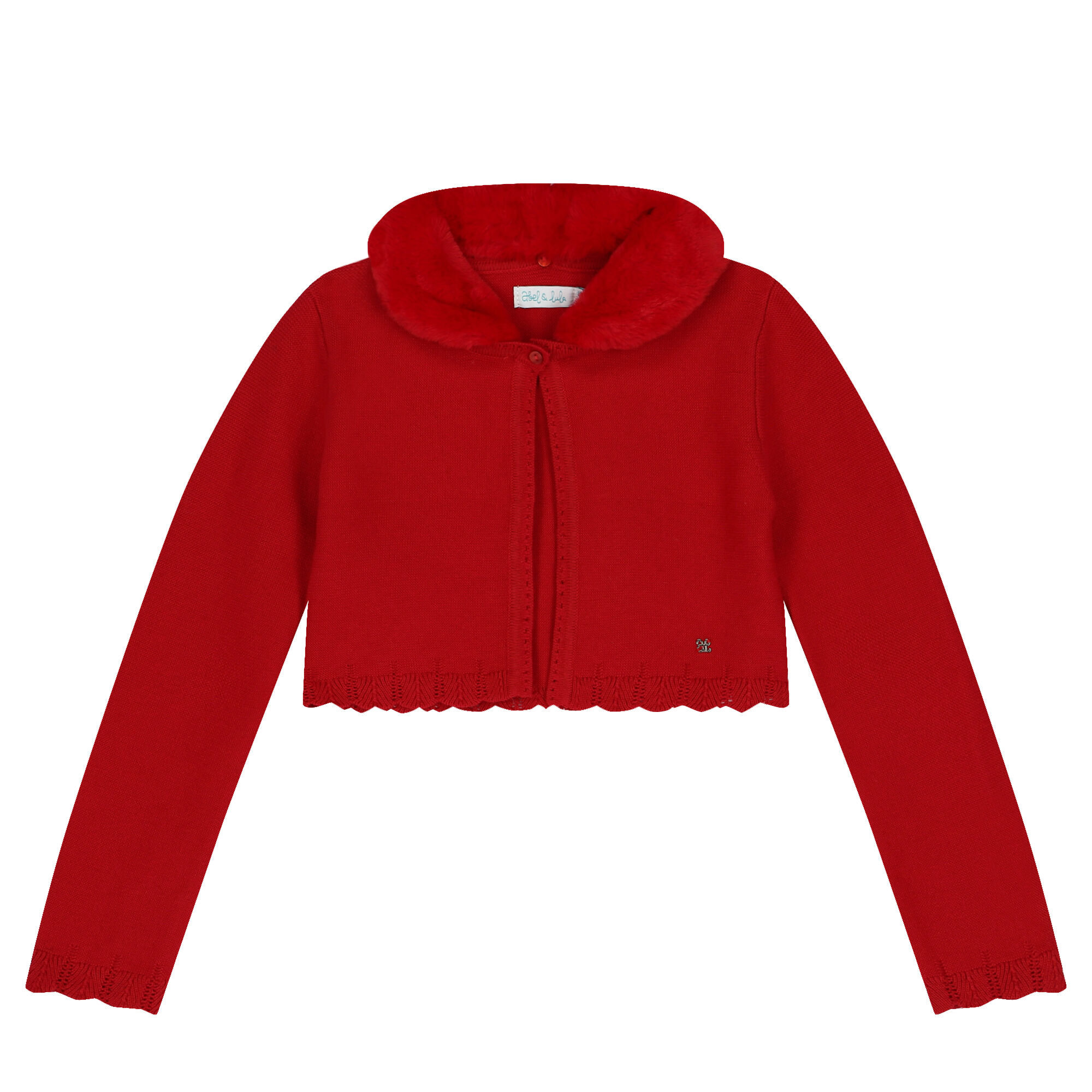 Red fur cardigan new arrivals