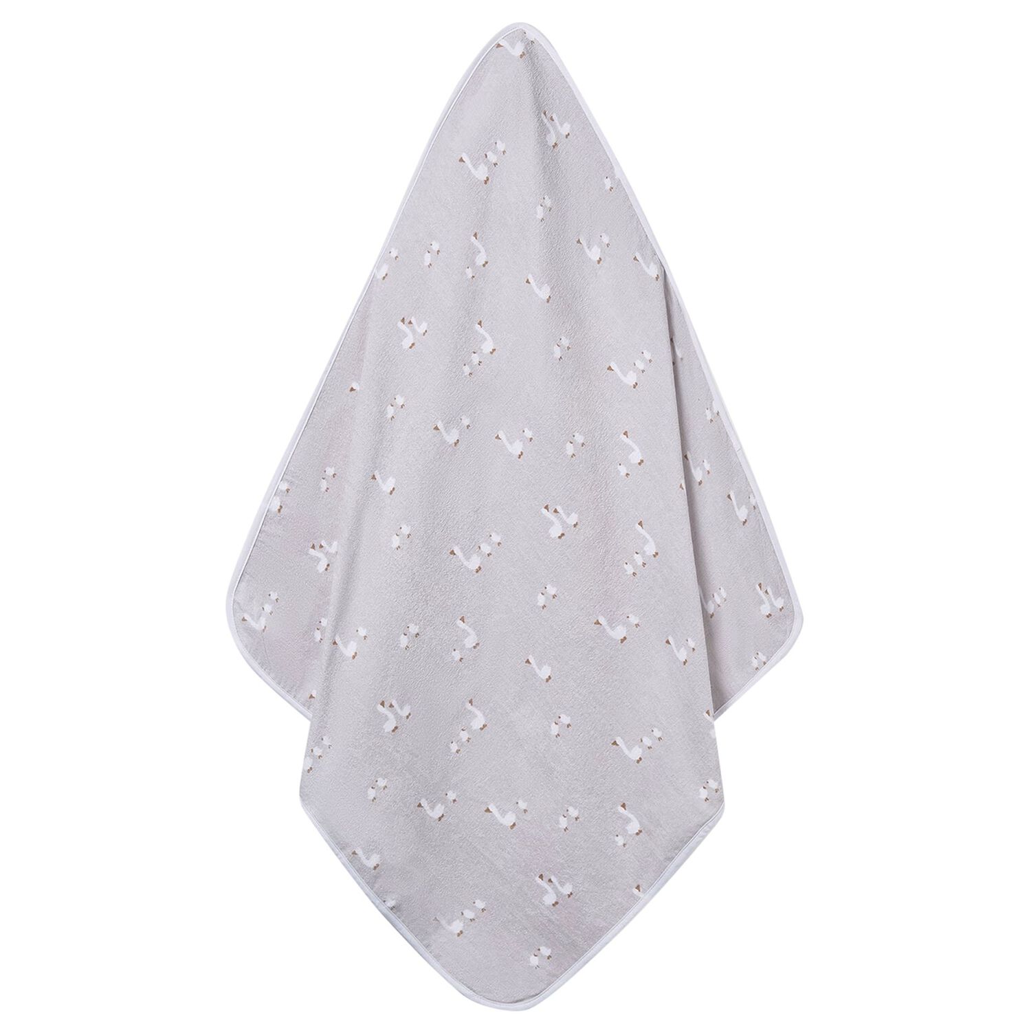 White  & Grey Hooded Towel, 1, hi-res