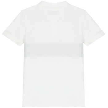قميص بولو بالشعار باللون الأبيض للأولاد