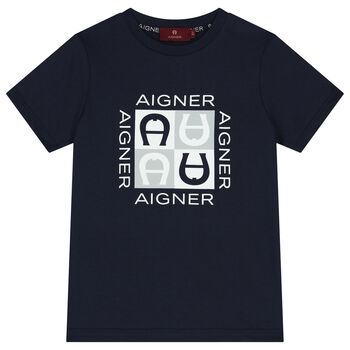 Boys Navy Blue Logo T-Shirt