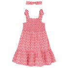 Girls Pink Floral Smocked Dress Set, 2, hi-res