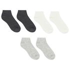 Boys Grey & White Socks (3 Pack) , 3, hi-res