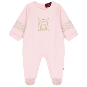 Baby Girls Pink Logo Babygrow