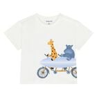 Younger Boys White & Orange Shorts Set, 1, hi-res