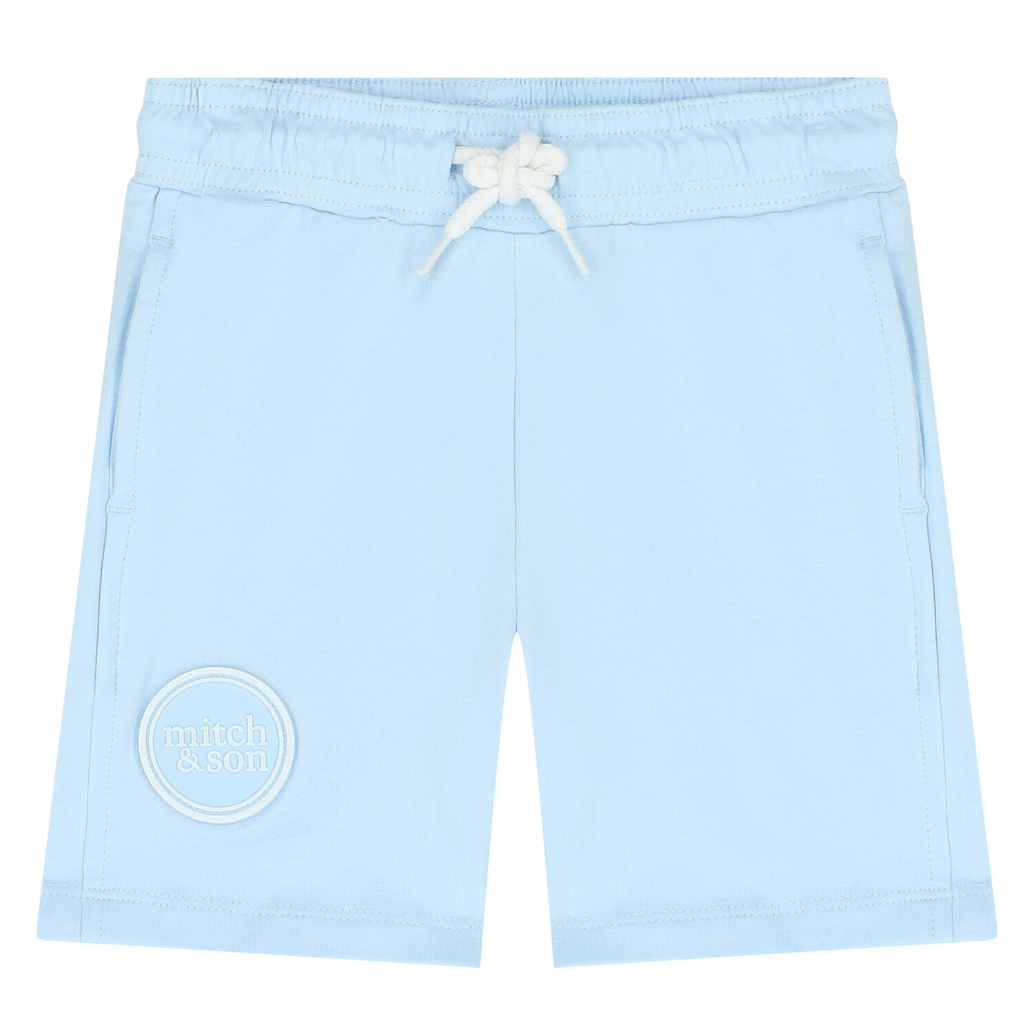 Boys White & Blue Logo Short Set, 1, hi-res