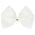 Girls White Bow Hairclip, 1, hi-res