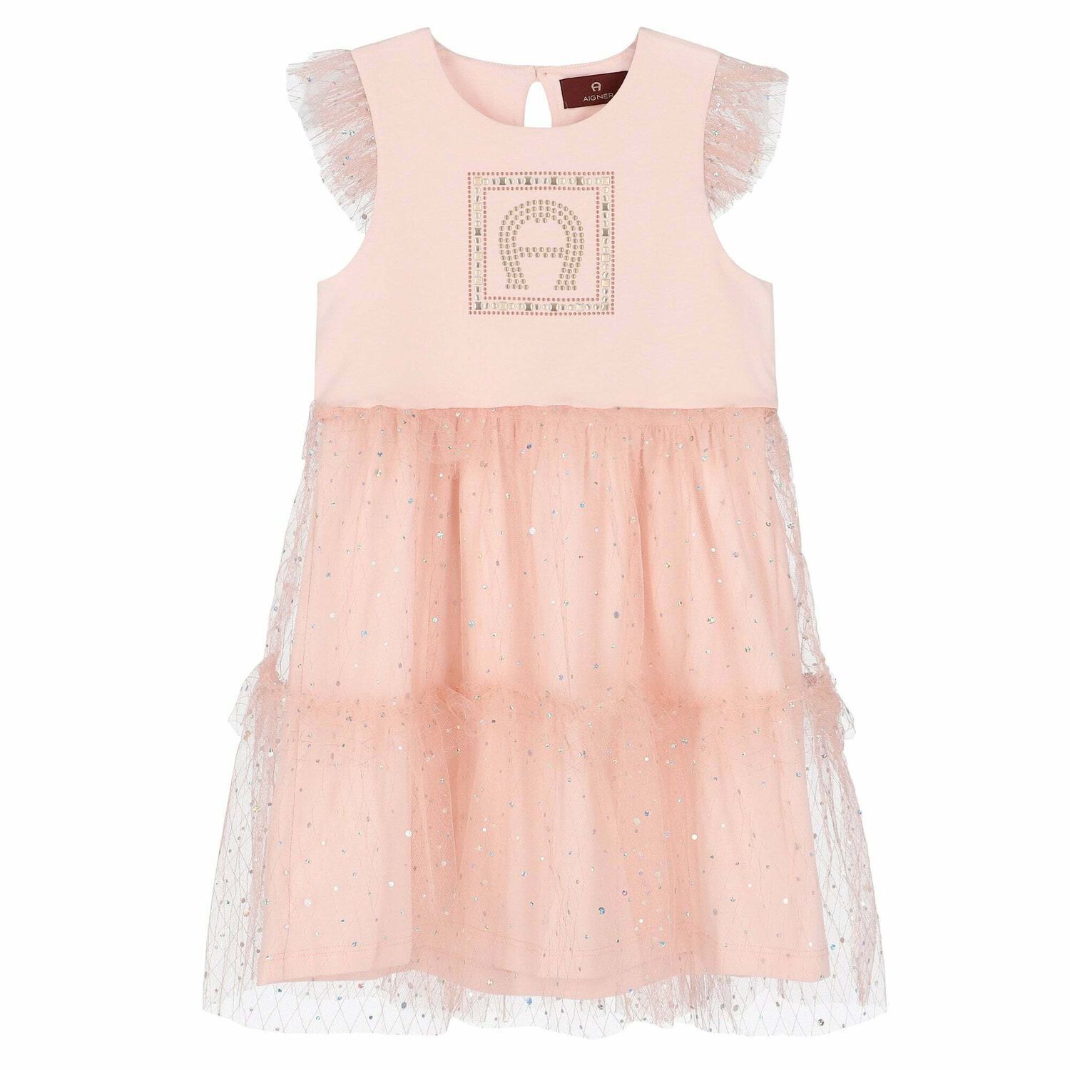 Girls Pink & Silver Logo Dress, 1, hi-res image number null