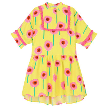 Girls Yellow & Pink Flower Dress