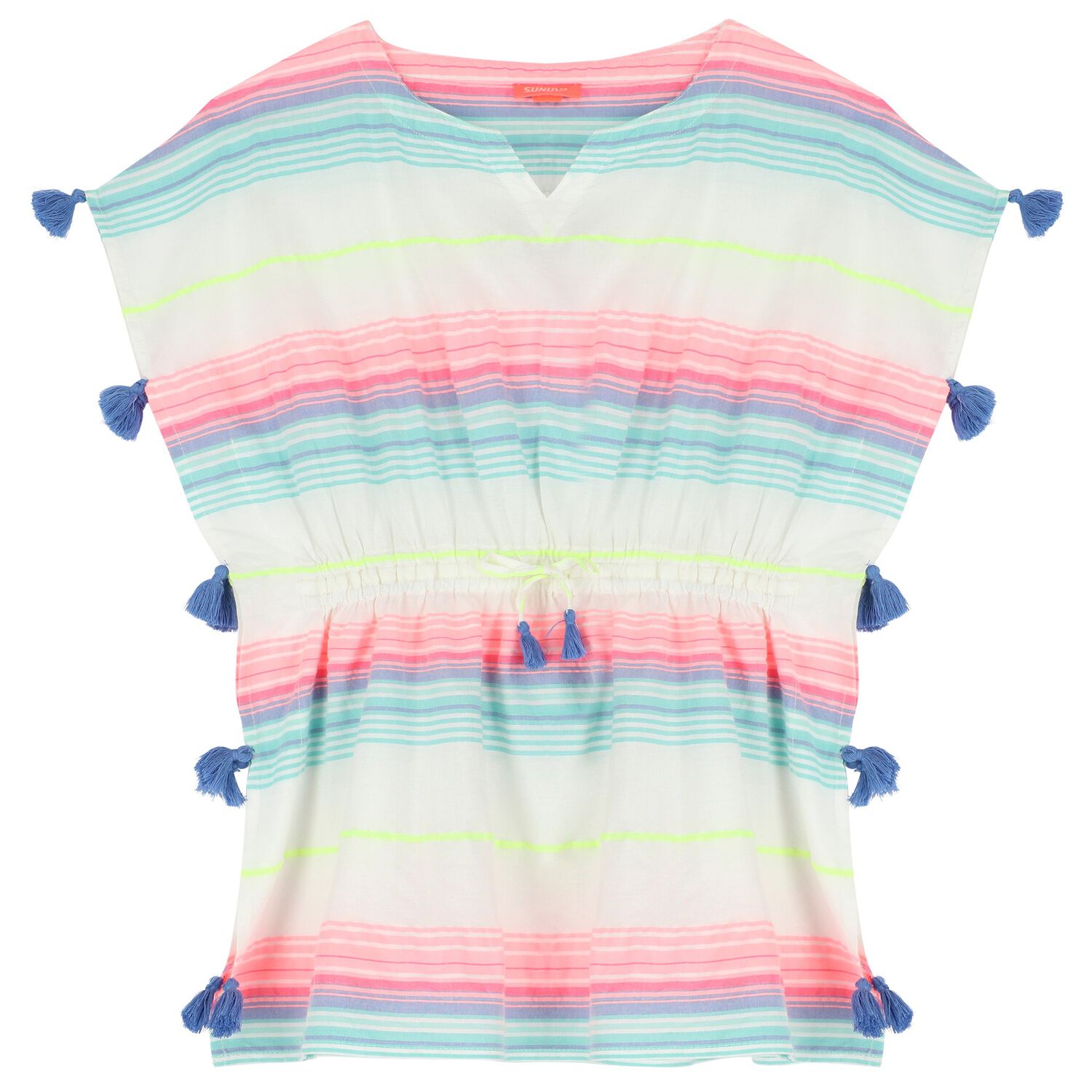 قفطان بنات مخطط باللون الأبيض, 1, hi-res image number null