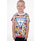 تيشيرت أولاد بالشعار باللون الأبيض , 2, hi-res