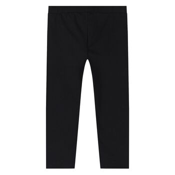 Younger Girls Black Teddy Bear Logo Leggings