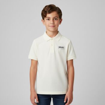 Boys Ivory Logo Polo Shirt, 1 Boys Ivory Logo Polo Shirt