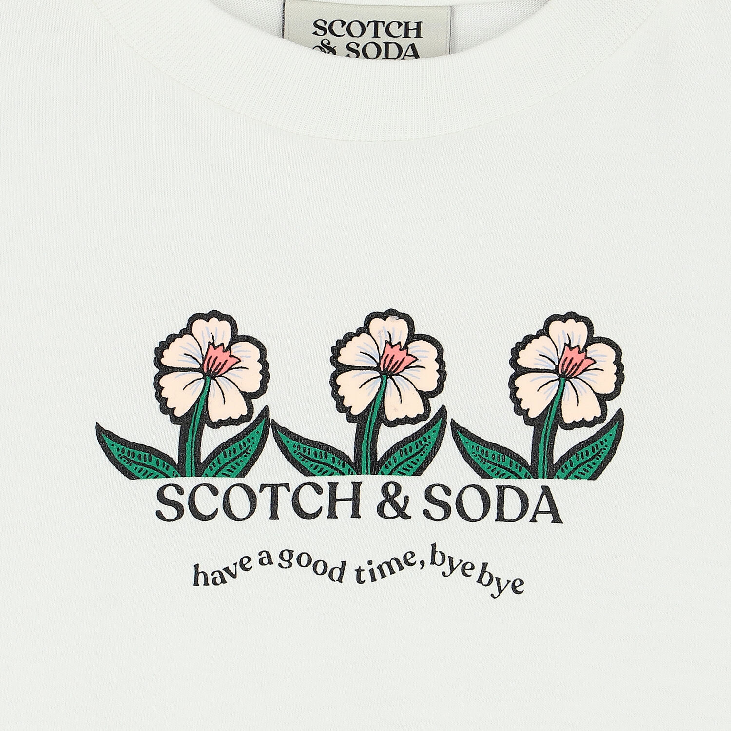 تيشيرت بالشعار باللون العاجي للبنات, 1, hi-res