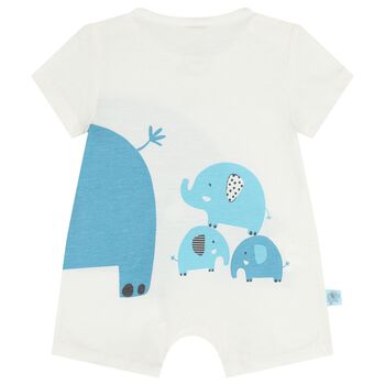 Baby Boys White Elephant Romper