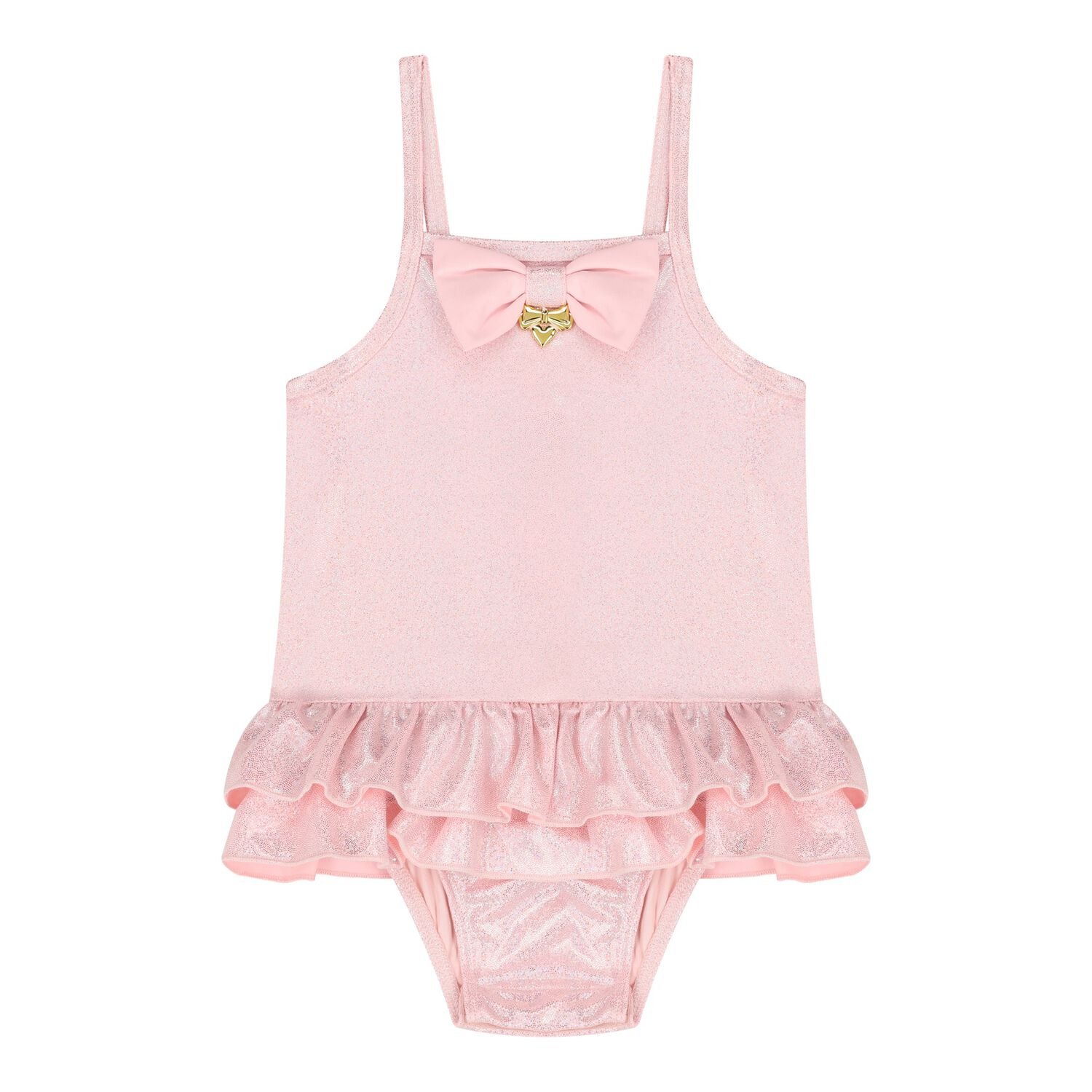 Baby Girls Pink Iridescent Shimmer Swimsuit, 1, hi-res