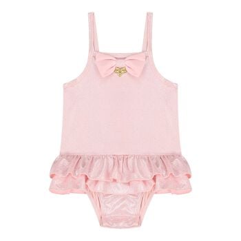 Baby Girls Pink Iridescent Shimmer Swimsuit