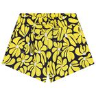Girls Yellow & Navy Blue Floral Shorts, 2, hi-res
