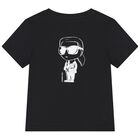 Boys Mini Me Black Ikonik Karl Logo T-Shirt, 1, hi-res
