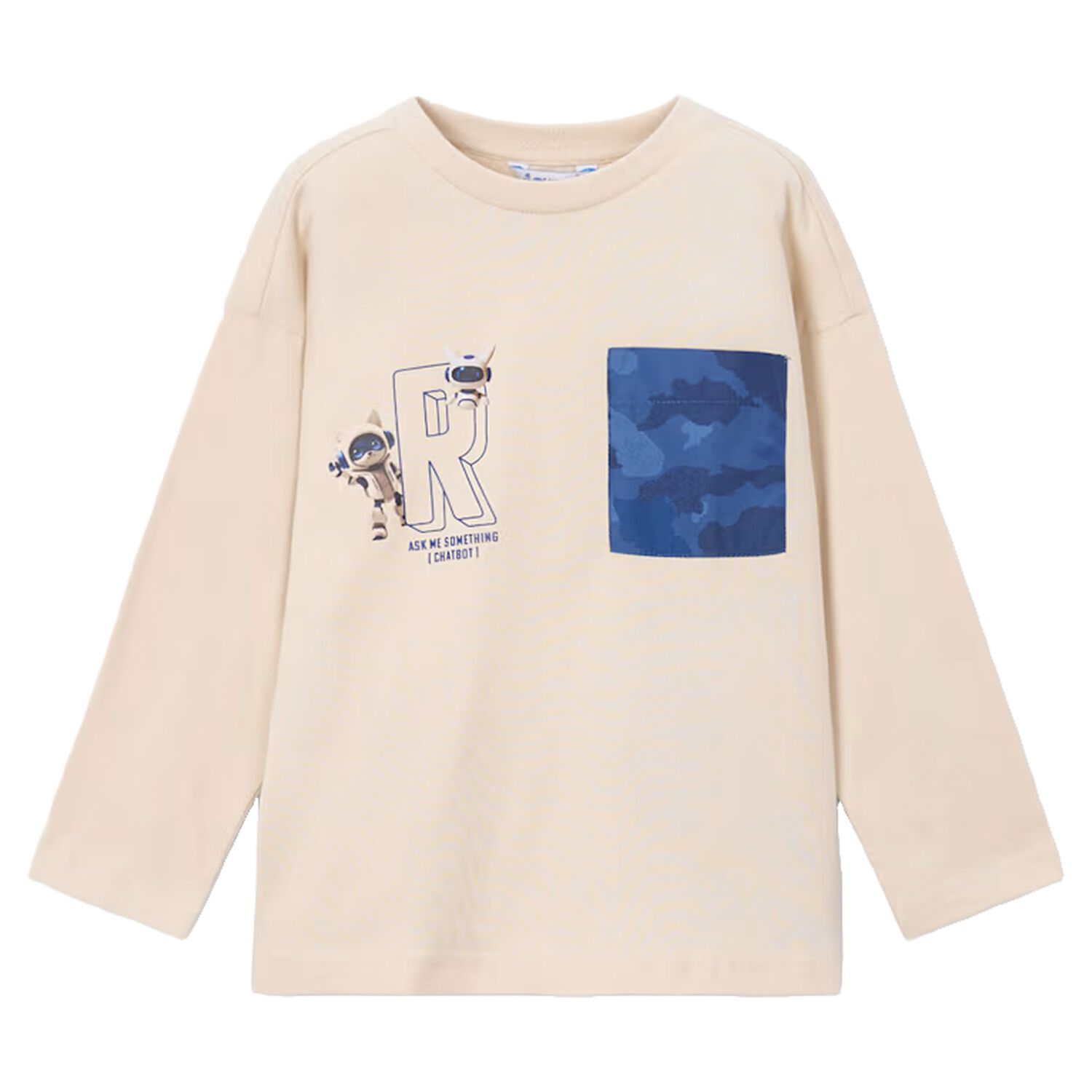 Boys Ivory Robot Long Sleeve Top, 2, hi-res