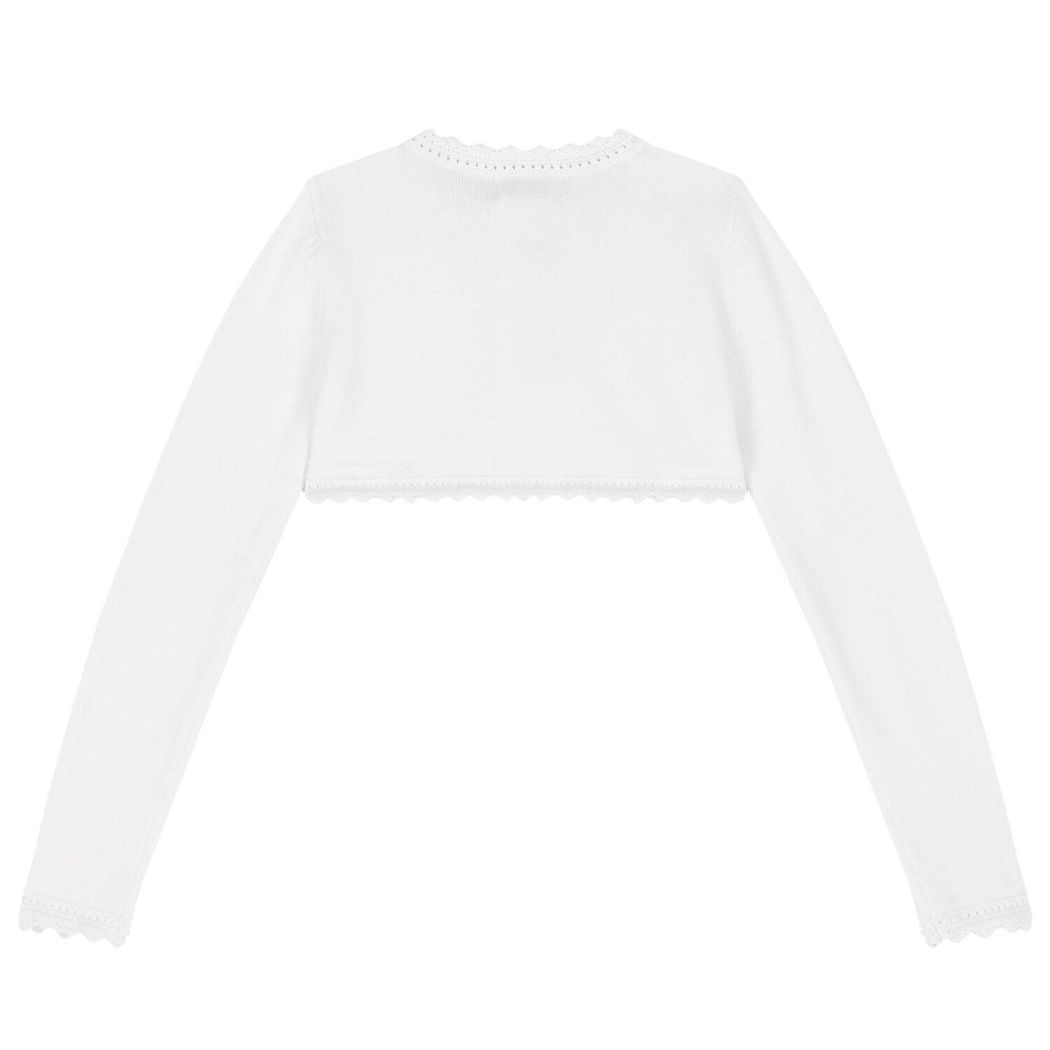 Girls White Bolero Cardigan, 2, hi-res