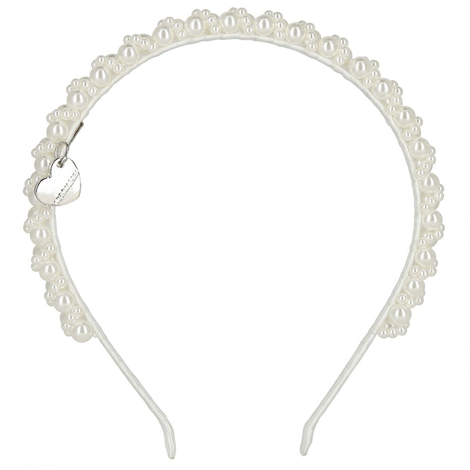 Girls White Embellished Pearl Headband, 1, hi-res