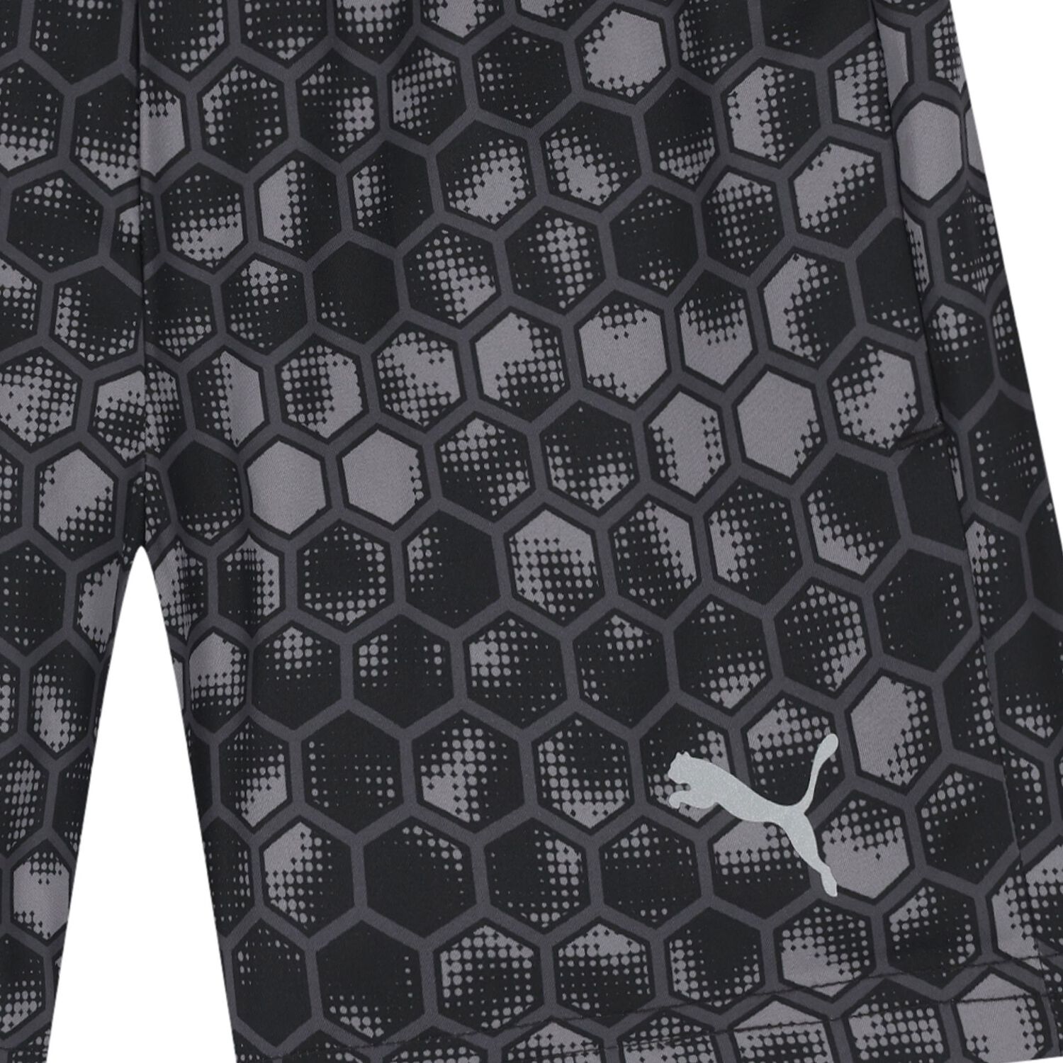 Boys Black Honeycomb Logo Shorts, 1, hi-res
