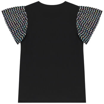 Girls Black & Silver Logo T-Shirt