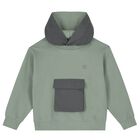 Boys Green Logo Hooded Top, 2, hi-res