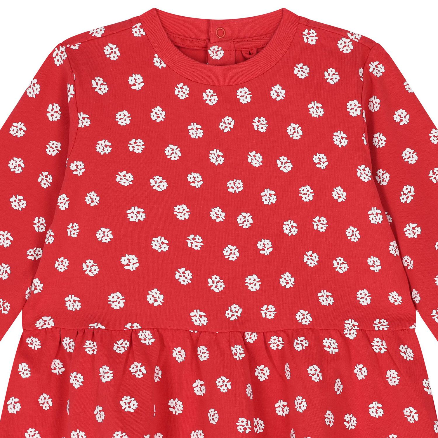 Younger Girls Red Floral Dress, 1, hi-res