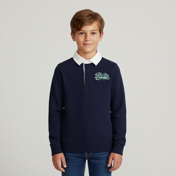 Boys Navy Blue Logo Sweatshirt, 1 Boys Navy Blue Logo Sweatshirt