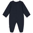 Baby Boys Navy Blue & Gold Logo Babygrow Set, 1, hi-res