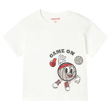 Younger Boys Ivory Football T-Shirt