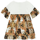 فستان بنات بالشعار باللون الأبيض والبيج, 1, hi-res