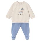 Baby Boys Beige & Blue 2 Piece Babygrow, 1, hi-res