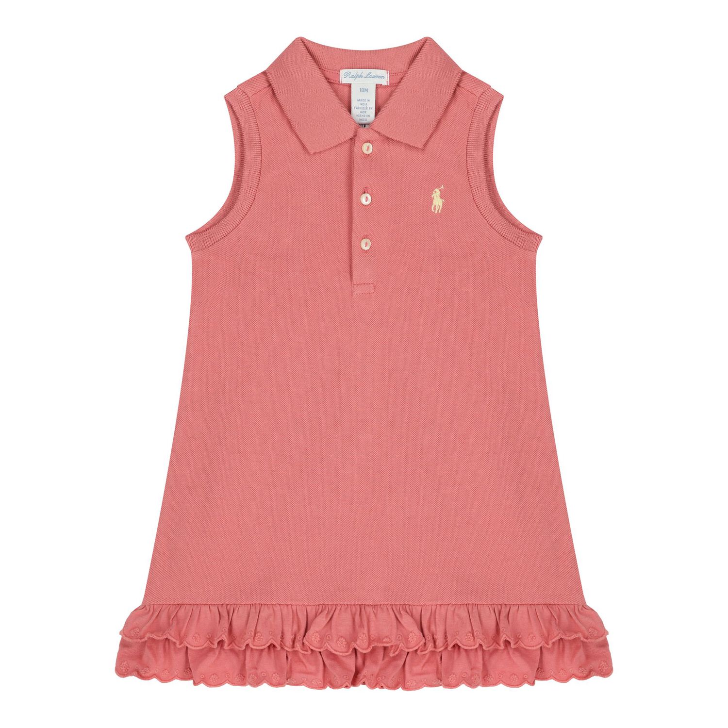 Baby Girls Pink Logo Ruffled Dress Set, 1, hi-res