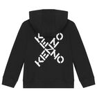 Girls Grey Logo Zip Up Top, 1, hi-res