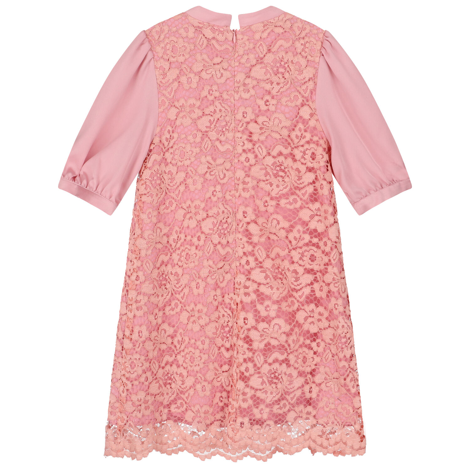 Girls Pink Satin & Lace Dress, 1, hi-res image number null